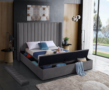 Load image into Gallery viewer, Kiki Grey Velvet Queen Bed (3 Boxes)