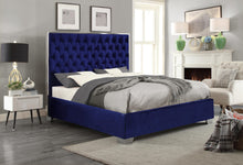 Load image into Gallery viewer, Lexi Navy Velvet Queen Bed