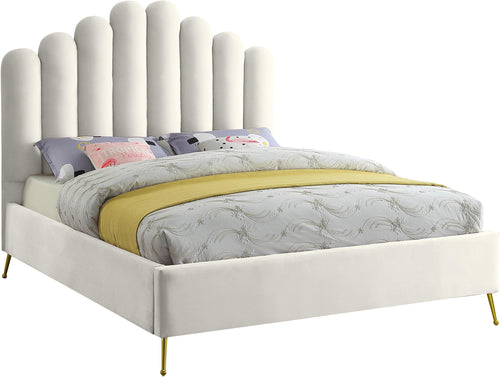 Lily Cream Velvet Queen Bed