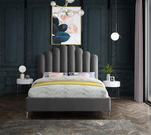Load image into Gallery viewer, Lily Grey Velvet King Bed