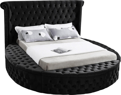 Luxus Black Velvet Queen Bed (3 Boxes)