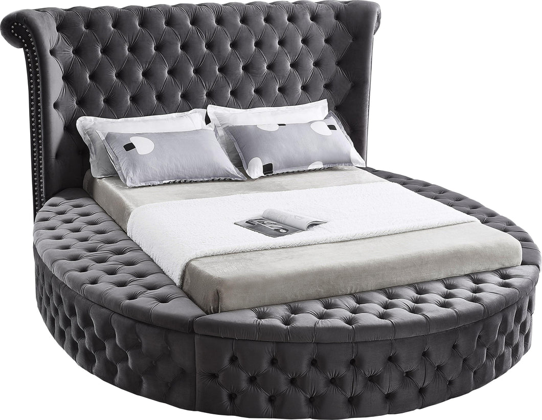 Luxus Grey Velvet Queen Bed (3 Boxes)