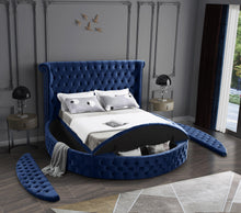 Load image into Gallery viewer, Luxus Navy Velvet Queen Bed (3 Boxes)