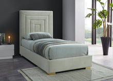 Load image into Gallery viewer, Nora Cream Velvet Twin Bed