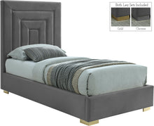Load image into Gallery viewer, Nora Grey Velvet Twin Bed