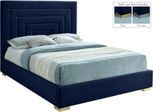 Load image into Gallery viewer, Nora Navy Velvet Queen Bed