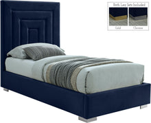 Load image into Gallery viewer, Nora Navy Velvet Twin Bed