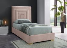 Load image into Gallery viewer, Nora Pink Velvet Twin Bed