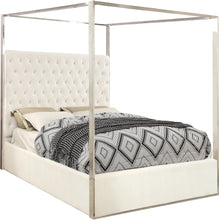 Load image into Gallery viewer, Porter White Velvet Queen Bed