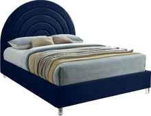 Load image into Gallery viewer, Rainbow Navy Velvet Queen Bed