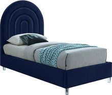Load image into Gallery viewer, Rainbow Navy Velvet Twin Bed