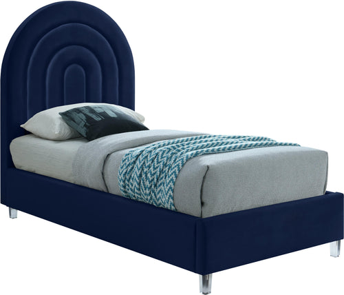 Rainbow Navy Velvet Twin Bed