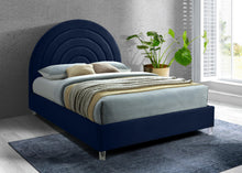 Load image into Gallery viewer, Rainbow Navy Velvet King Bed