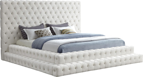 Revel Cream Velvet King Bed (3 Boxes)
