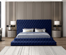 Load image into Gallery viewer, Revel Navy Velvet King Bed (3 Boxes)