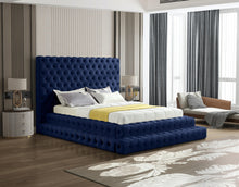 Load image into Gallery viewer, Revel Navy Velvet Queen Bed (3 Boxes)