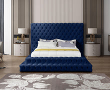 Load image into Gallery viewer, Revel Navy Velvet Queen Bed (3 Boxes)