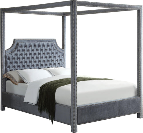 Rowan Grey Velvet King Bed (3 Boxes)