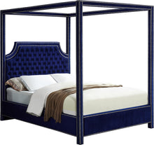 Load image into Gallery viewer, Rowan Navy Velvet Queen Bed (3 Boxes)
