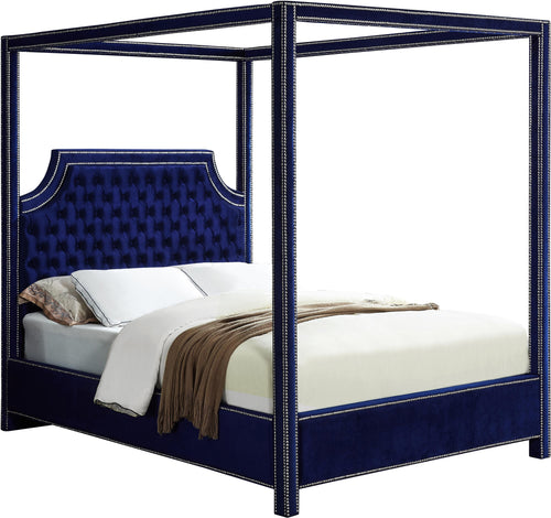 Rowan Navy Velvet King Bed (3 Boxes)