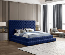 Load image into Gallery viewer, Revel Navy Velvet King Bed (3 Boxes)