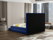 Load image into Gallery viewer, Revel Navy Velvet Queen Bed (3 Boxes)