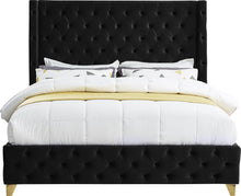 Load image into Gallery viewer, Savan Black Velvet King Bed