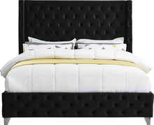 Load image into Gallery viewer, Savan Black Velvet King Bed