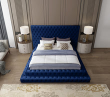 Load image into Gallery viewer, Revel Navy Velvet Queen Bed (3 Boxes)