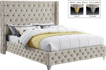 Load image into Gallery viewer, Savan Cream Velvet Queen Bed