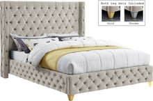 Load image into Gallery viewer, Savan Cream Velvet King Bed