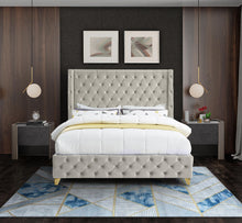 Load image into Gallery viewer, Savan Cream Velvet King Bed