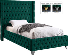 Load image into Gallery viewer, Savan Green Velvet Twin Bed