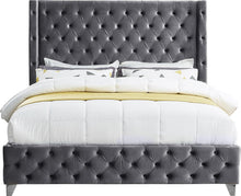 Load image into Gallery viewer, Savan Grey Velvet Full Bed