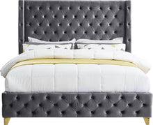 Load image into Gallery viewer, Savan Grey Velvet King Bed