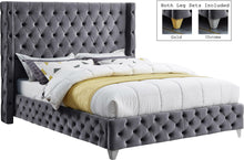 Load image into Gallery viewer, Savan Grey Velvet Full Bed