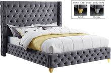 Load image into Gallery viewer, Savan Grey Velvet King Bed