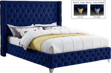 Load image into Gallery viewer, Savan Navy Velvet King Bed