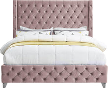 Load image into Gallery viewer, Savan Pink Velvet Queen Bed