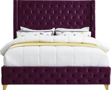 Load image into Gallery viewer, Savan Purple Velvet King Bed