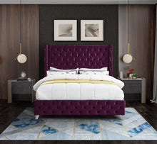 Load image into Gallery viewer, Savan Purple Velvet Full Bed