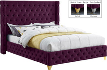 Load image into Gallery viewer, Savan Purple Velvet Queen Bed