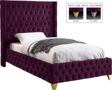 Load image into Gallery viewer, Savan Purple Velvet Twin Bed