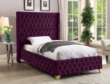 Load image into Gallery viewer, Savan Purple Velvet Twin Bed