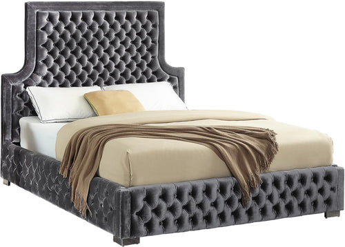 Sedona Grey Velvet Queen Bed