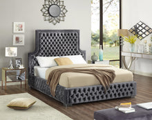 Load image into Gallery viewer, Sedona Grey Velvet King Bed