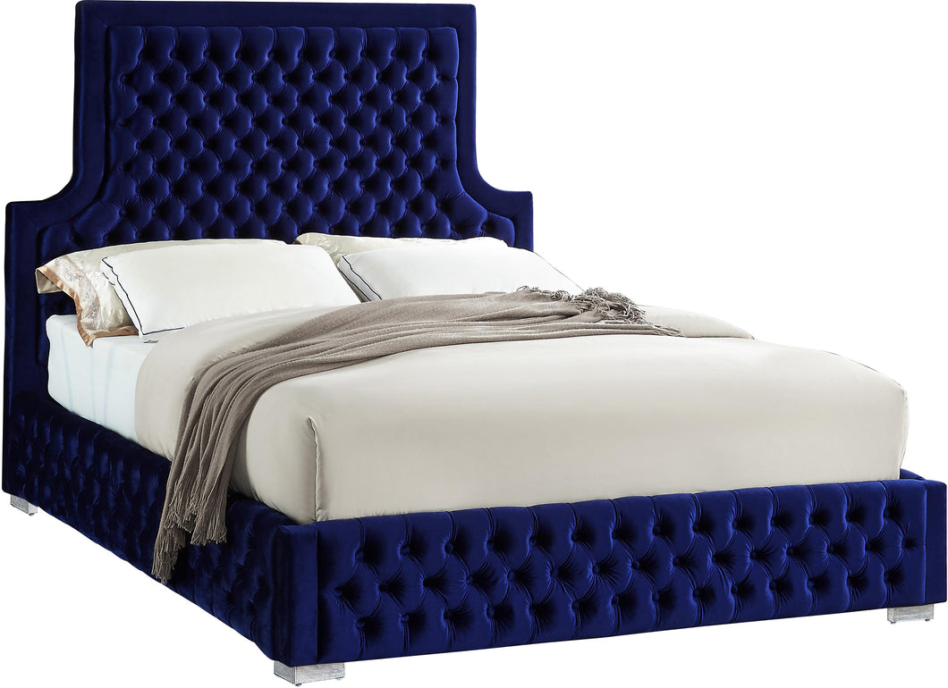 Sedona Navy Velvet Queen Bed