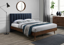 Load image into Gallery viewer, Vance Navy Linen Fabric Queen Bed (3 Boxes)