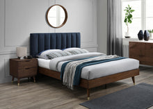 Load image into Gallery viewer, Vance Navy Linen Fabric Queen Bed (3 Boxes)