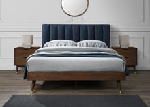 Load image into Gallery viewer, Vance Navy Linen Fabric King Bed (3 Boxes)
